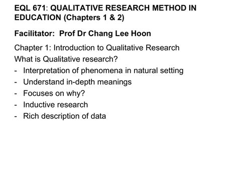 Chapter 1 Introduction To Qualitative Research Methods