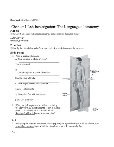 Chapter 1 Lab Investigation The Language Of Anatomy Answer Key