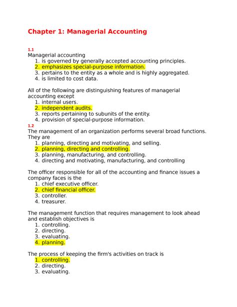 Chapter 1 Managerial Accounting And Cost Concepts Solutions