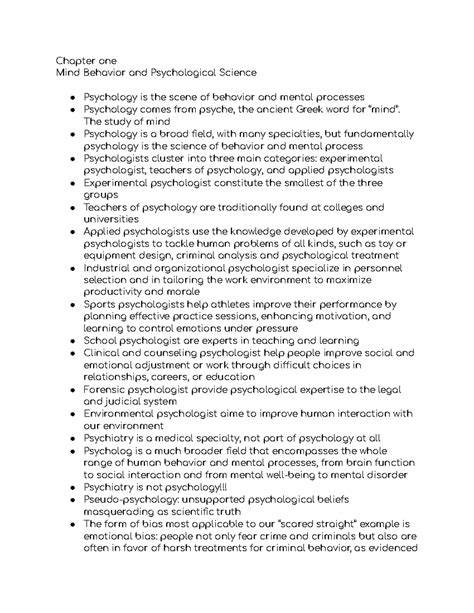 Chapter 1 Mind Behavior And Psychological Science