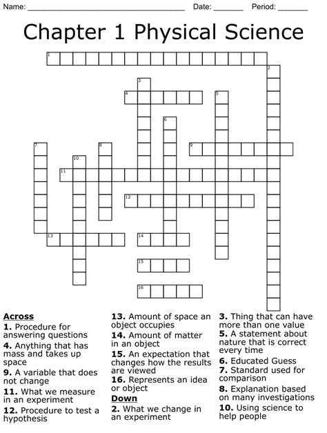 Chapter 1 Physical Science Crossword Wordmint Physical Science Crossword Puzzle - Physical Science Crossword Puzzle