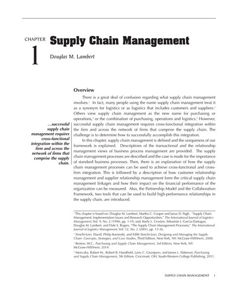 Chapter 1 Supply Chain Management Integrated Planning