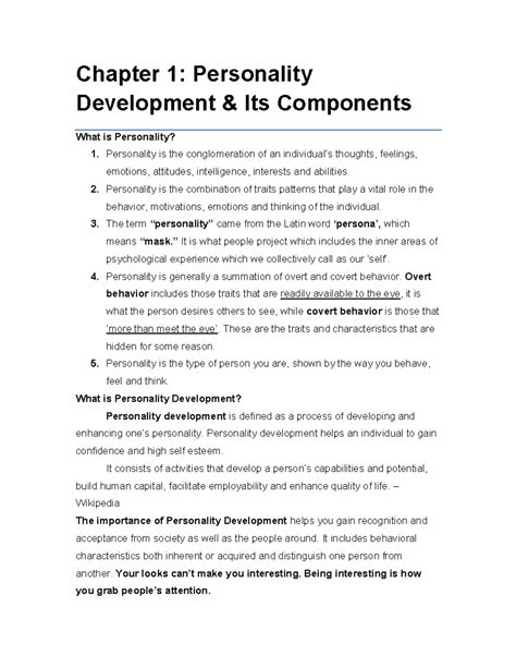 Chapter 1 What Is Personality Test Bank For