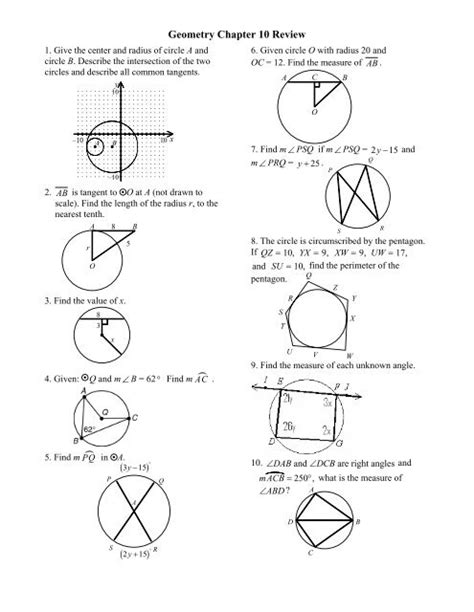 Chapter 10 Review Geometry Answer Key