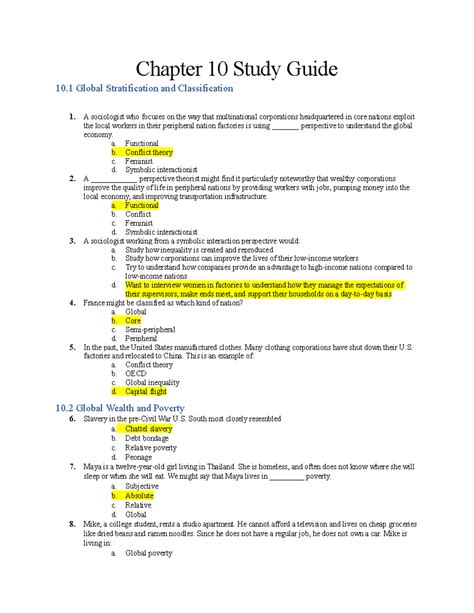 chapter 10 study guide