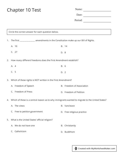 Chapter 10 Test A