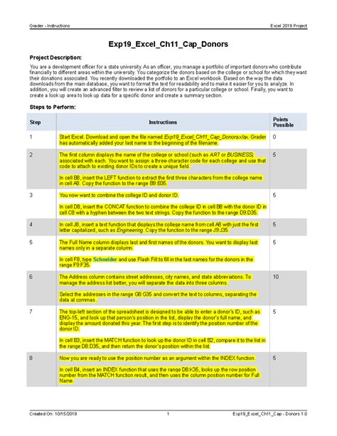 Chapter 11 Excel Grader Project