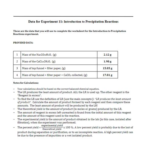 Chapter 11 Experiment 17 Precipitation Reactions