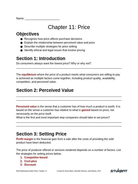 Chapter 11 Guided Notes Name 11 1 Describing Chemical Pdf