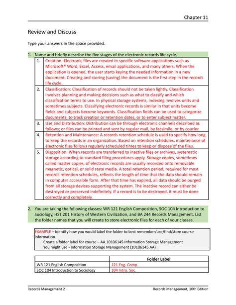 Chapter 11 Review Section 1 Answer Key