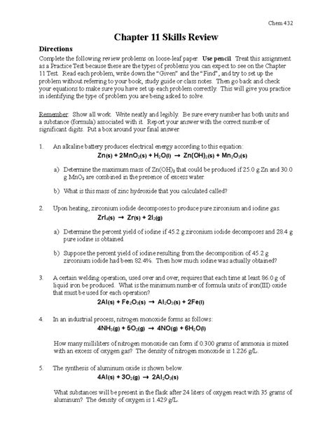 Chapter 11 Skills Practice