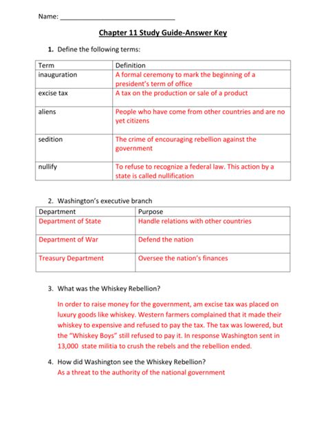 Chapter 11 Study Guide Answer Key Biology