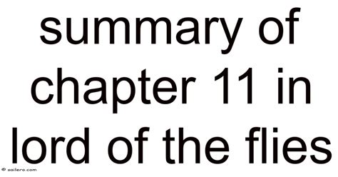 Chapter 11 Summary Of Lord Of The Flies