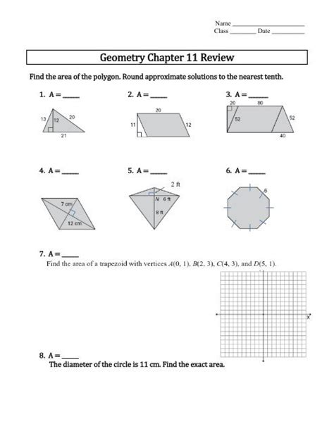 Chapter 11 Test Review Geometry Answers