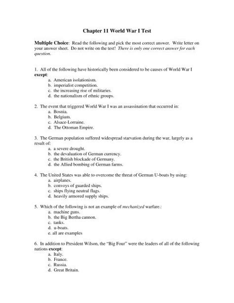 Chapter 11 World History Test Answers