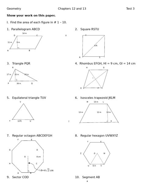 Chapter 12 Geometry Test