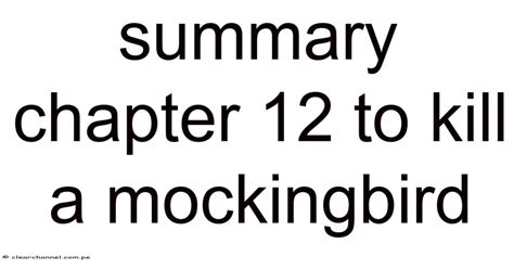 Chapter 12 Of To Kill A Mockingbird