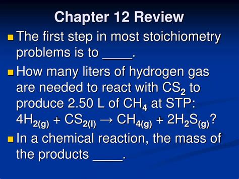 Chapter 12 Stoichiometry Section Review Answer Key