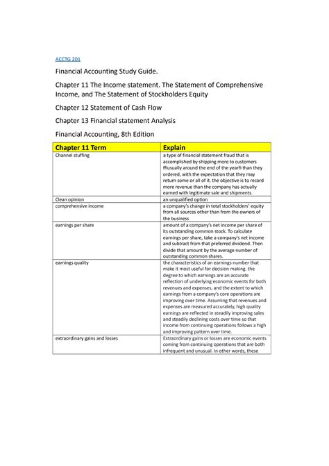 Chapter 13 Accounting Study Guide