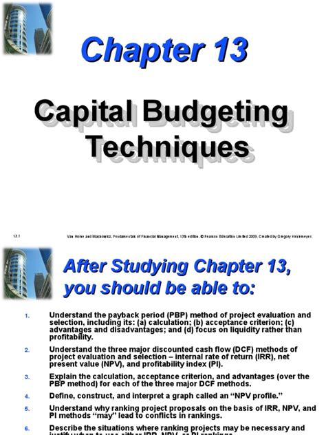 Chapter 13 Capital Budgeting Process And Techniques