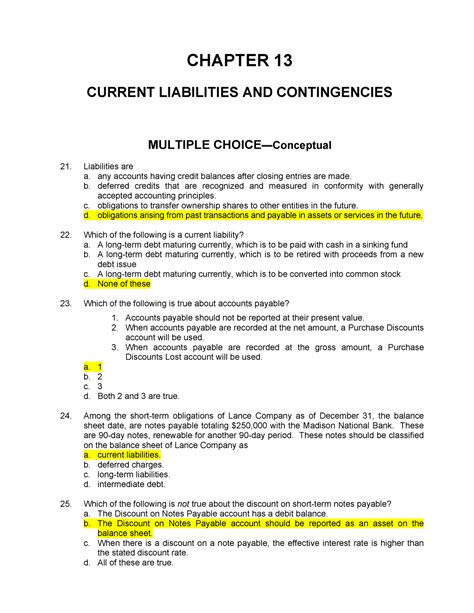 Chapter 13 Current Liabilities And Contingencies Solutions Manual