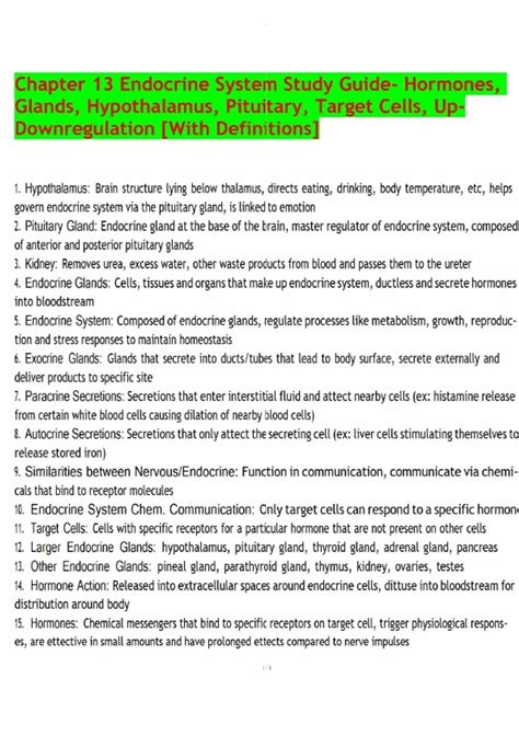 Chapter 13 Endocrine System Study Guide Answers