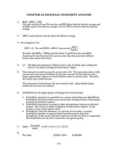 Chapter 13 Financial Statement Analysis Lucas College