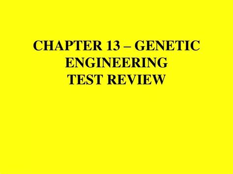 Chapter 13 Genetic Engineering Test A Answer Key