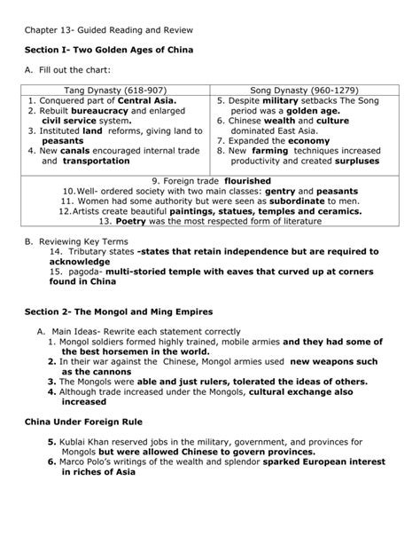 Chapter 13 Guided Reading Review Main Ideas Key