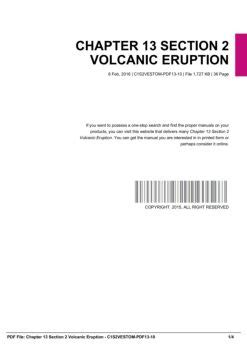 Chapter 13 Section 2 Volcanic Eruption