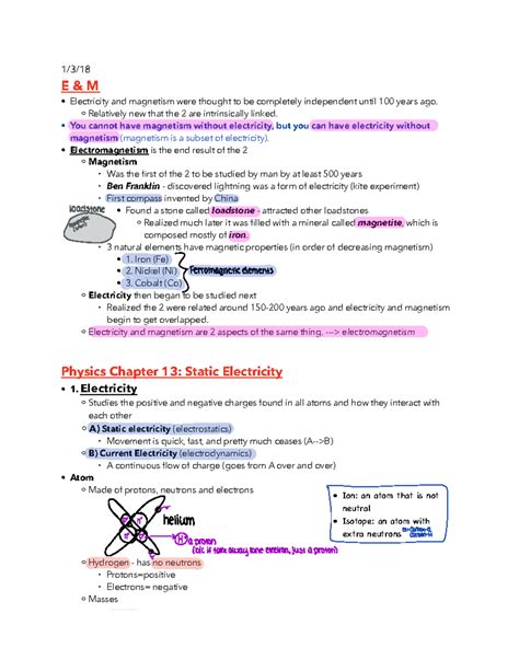 Chapter 13 Static Electricity Study Guide Answers