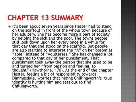 Chapter 13 Summary The Scarlet Letter