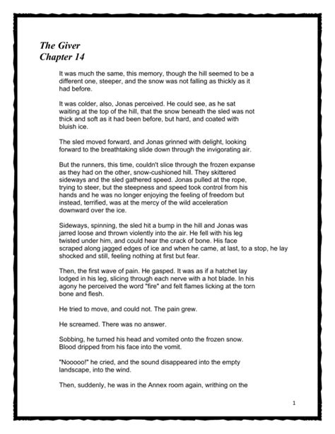 Chapter 14 Summary The Giver