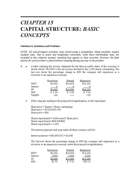 Chapter 15 Capital Structure Basic Concepts Multiple