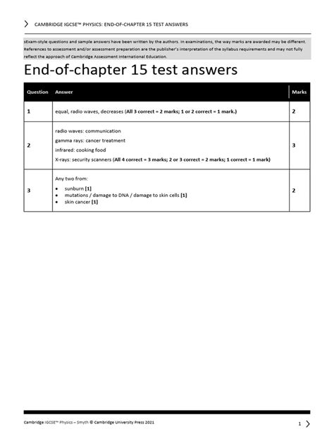 Chapter 15 Test Answers