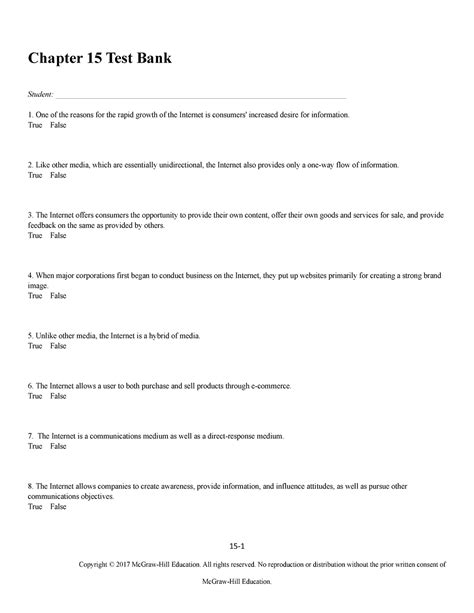 Chapter 15 Test Bank Higher Education Learning