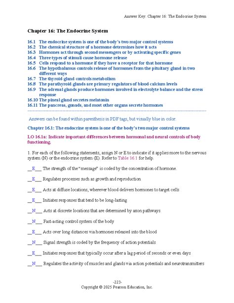chapter 16 endocrine system quiz
