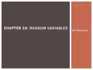 Chapter 16 Random Variables Asal Aslemand