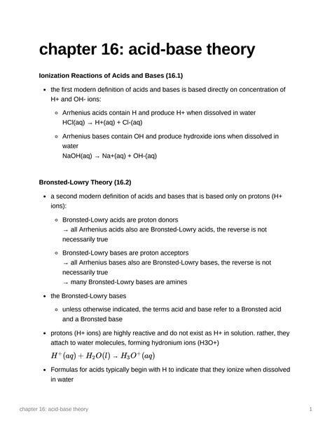 Chapter 16 Review Acid Base Titration Ph Mixed Answers
