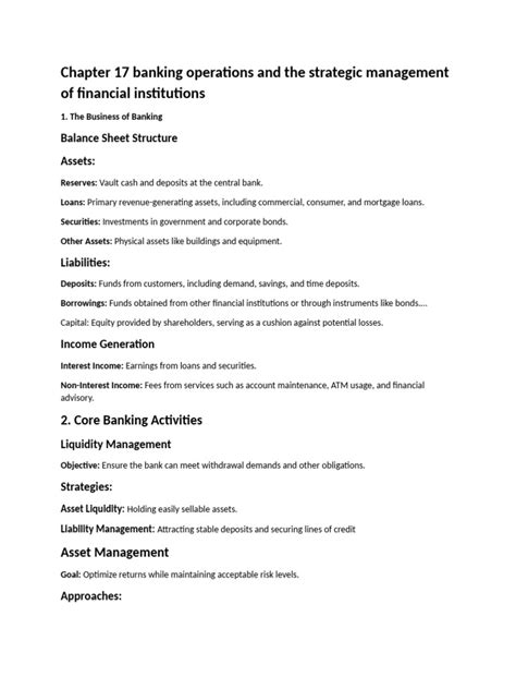 Chapter 17 Banking Management Of Financial Institutions