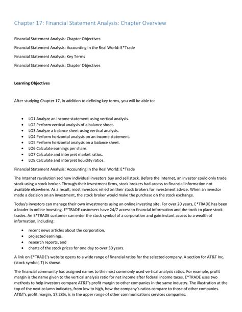 Chapter 17 Financial Statement Analysis