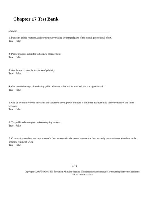 Chapter 17 Test Bank