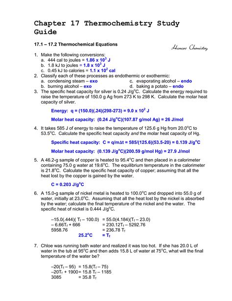 Chapter 17 Thermochemistry Interpreting Graphics Answers