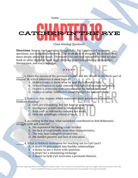 Chapter 18 Catcher In The Rye Summary