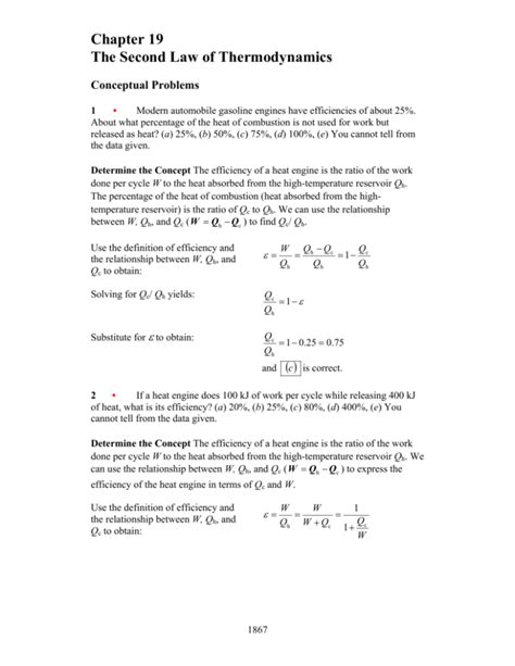 Chapter 19 The Second Law Of Thermodynamics