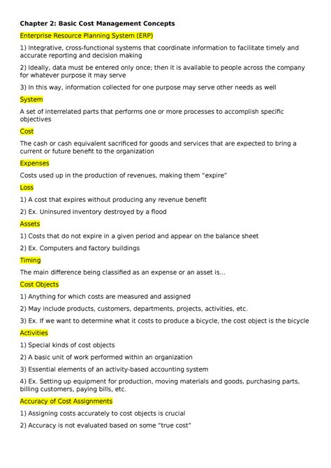 Chapter 2 Basic Cost Management Concepts