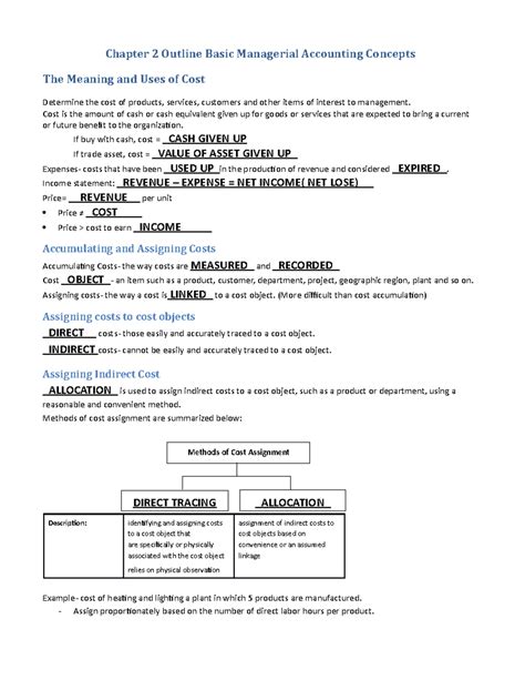 Chapter 2 Basic Managerial Accounting Concepts
