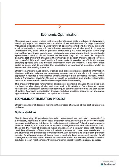 Chapter 2 Economic Optimization Questions Answers