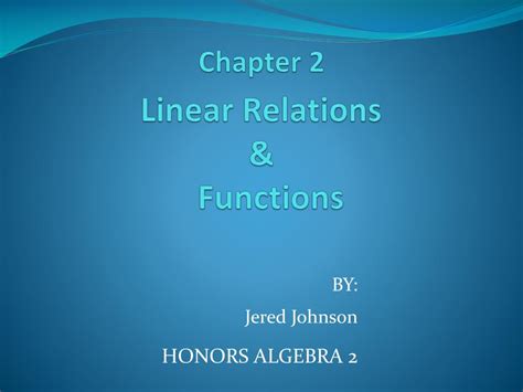 Chapter 2 Linear Relations And Functions Mr