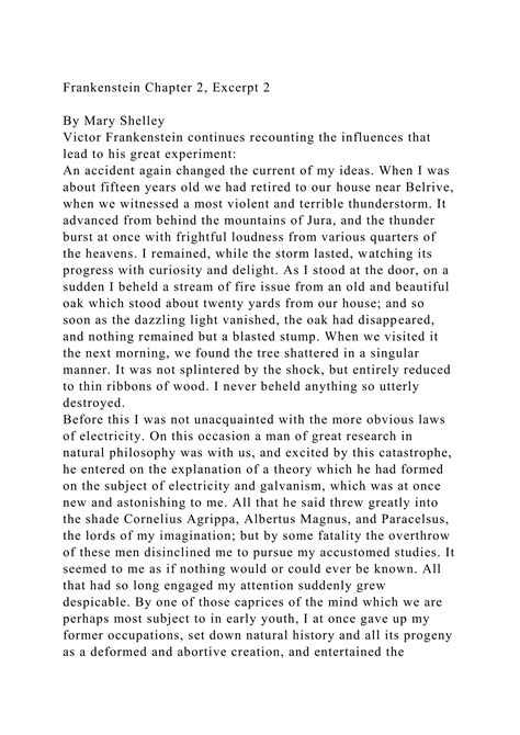 Chapter 2 Of Frankenstein